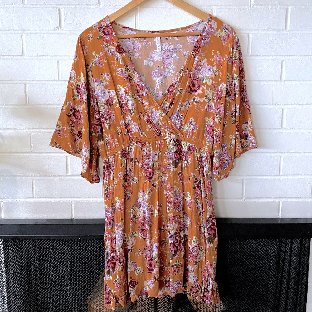 Mustard Yellow Floral Dress